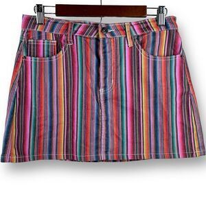 L&B Lucky and Blessed Size S Baja Stripe Mini Skirt Multicolor Western Rodeo